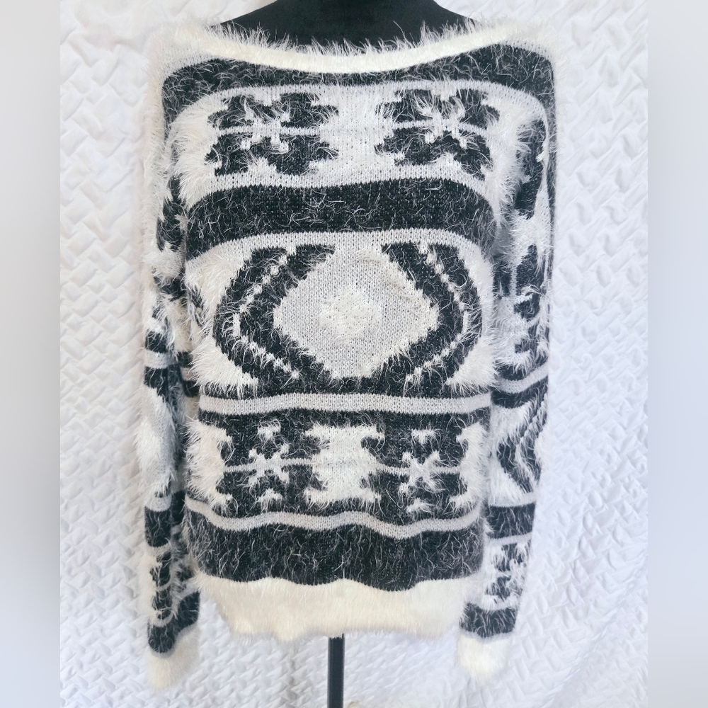 Express Tribal Print Fuzzy Sweater Size Medium